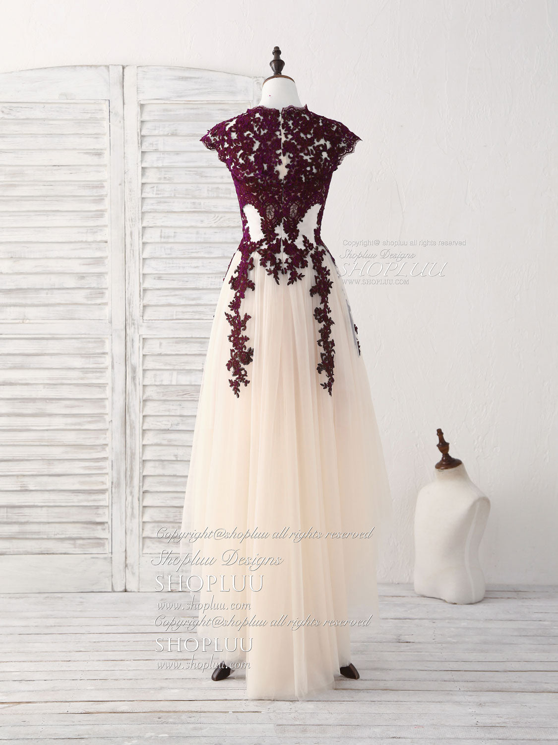 wedding dress with burgundy