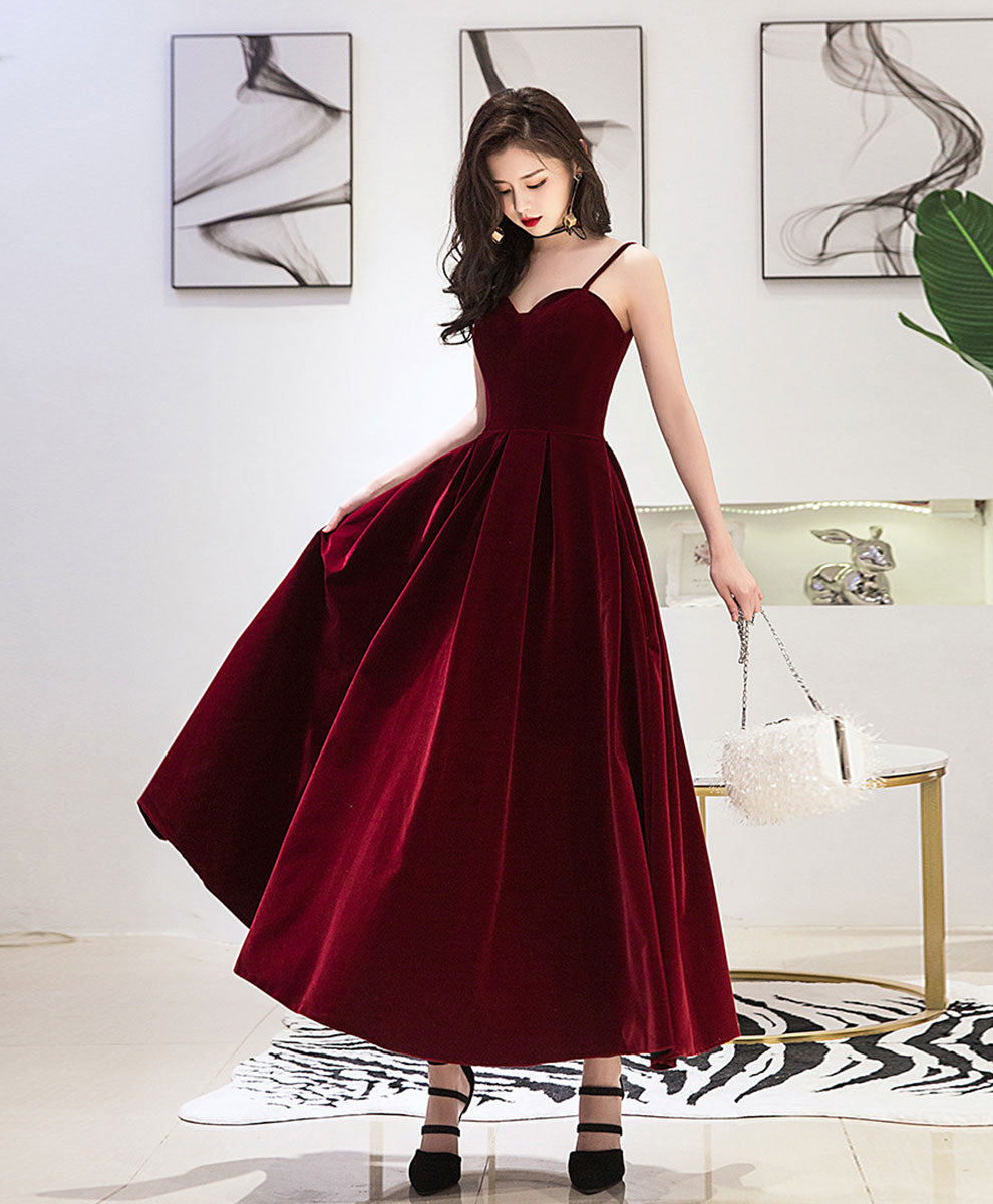 Burgundy Sweetheart Tea Length Prom Dress Burgundy Bridesmaid Dress Shopluu 8137