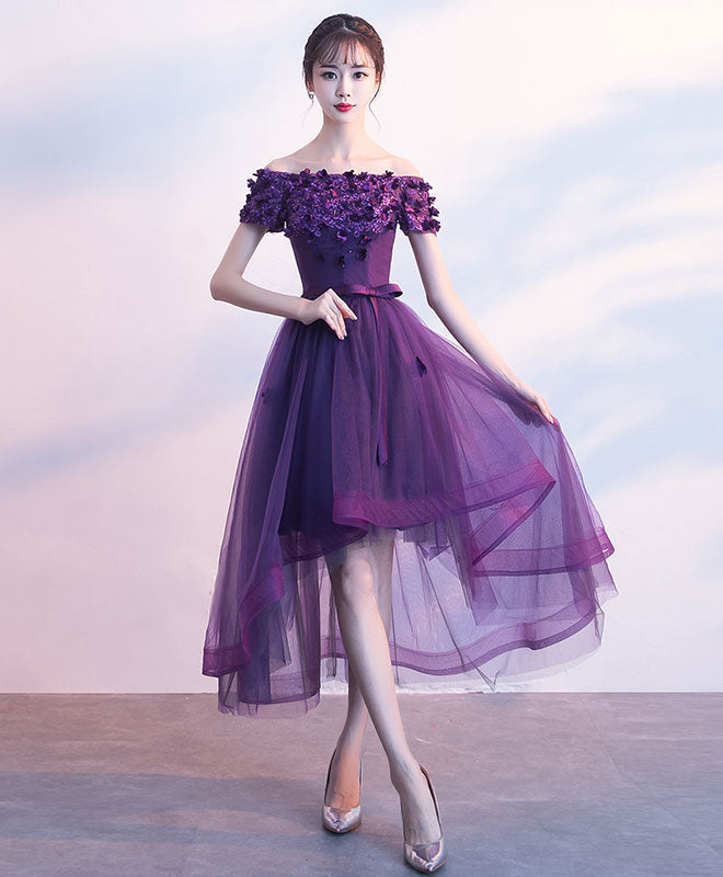 short purple prom dress