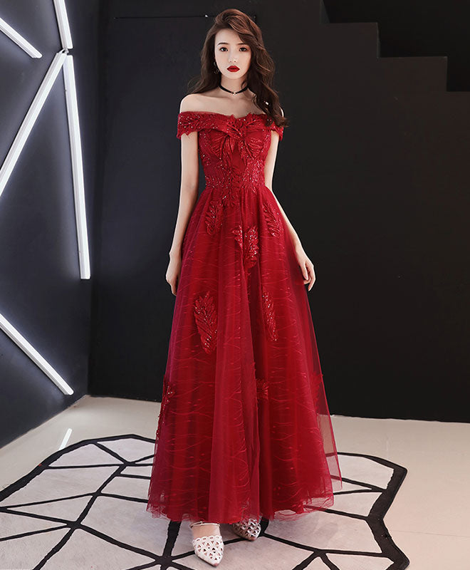 Off Shoulder Burgundy Lace Burgundy Prom Dresses 2022 With Short Sleeves  And Ruched Details Perfect For Evening Parties And Formal Events From  Dress1950s, $113.37