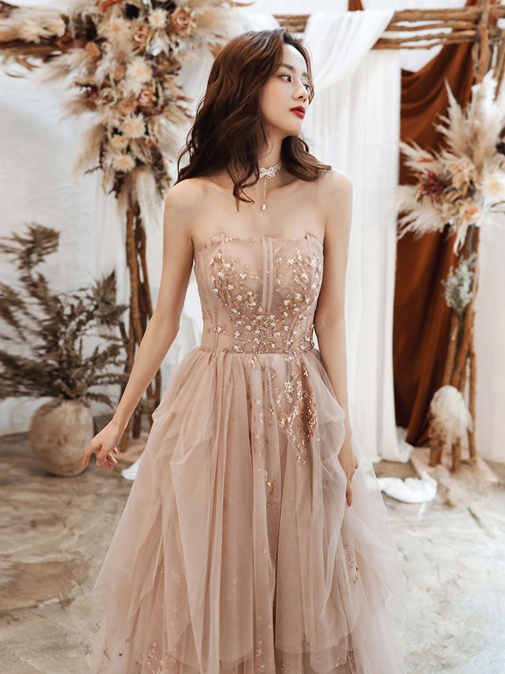 LTP0939,Elegant Champagne tulle corset prom dresses off the shoulder w –  Laylatailor Shop