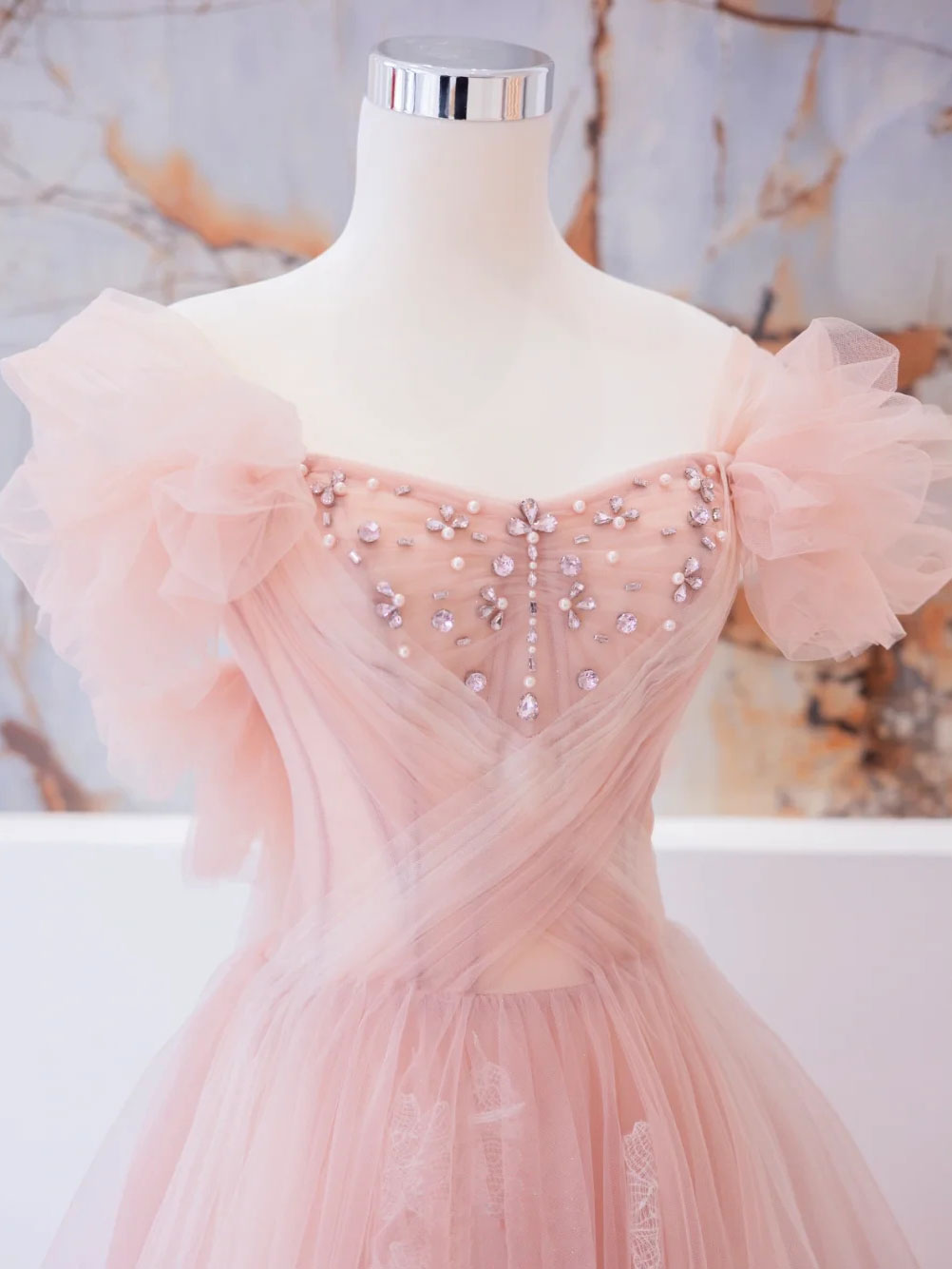 A-Line Simple Pink Tulle Graduation Homecoming Prom Party Dress – FloraShe