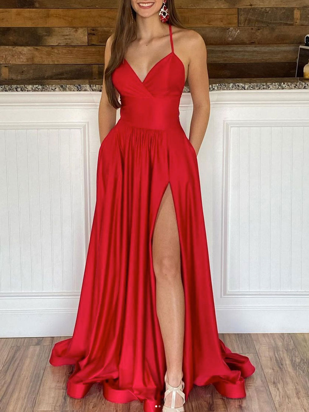 Simple Red Long Dresses, Red Formal Graduation –