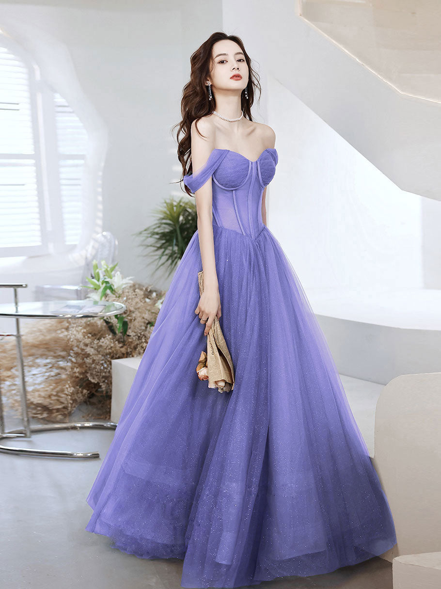 luladress Purple Tulle Layered A-Line Sweetheart Long Prom Dresses, Evening Gowns,BD930800 US10 / Custom Color