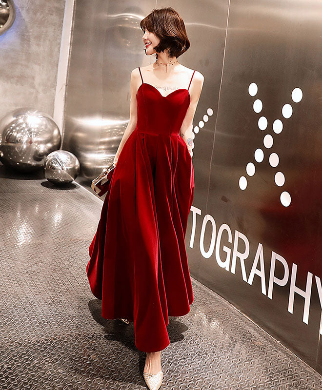 tea length burgundy bridesmaid dresses