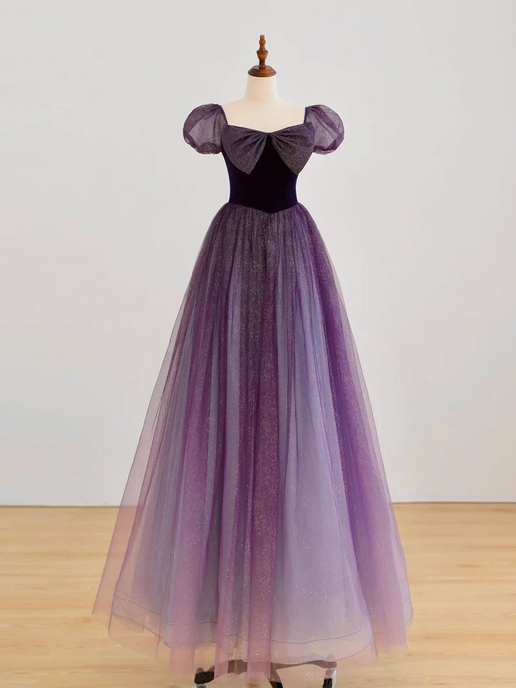 Simple Purple Tulle A-line Long Evening Prom Dresses, Custom Spaghetti –  GordressYou