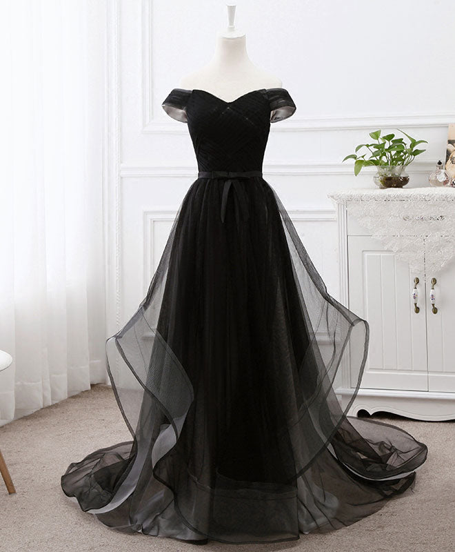 Elegant Black Long Prom Dress, Black Formal Graduation Evening Dresses –  shopluu