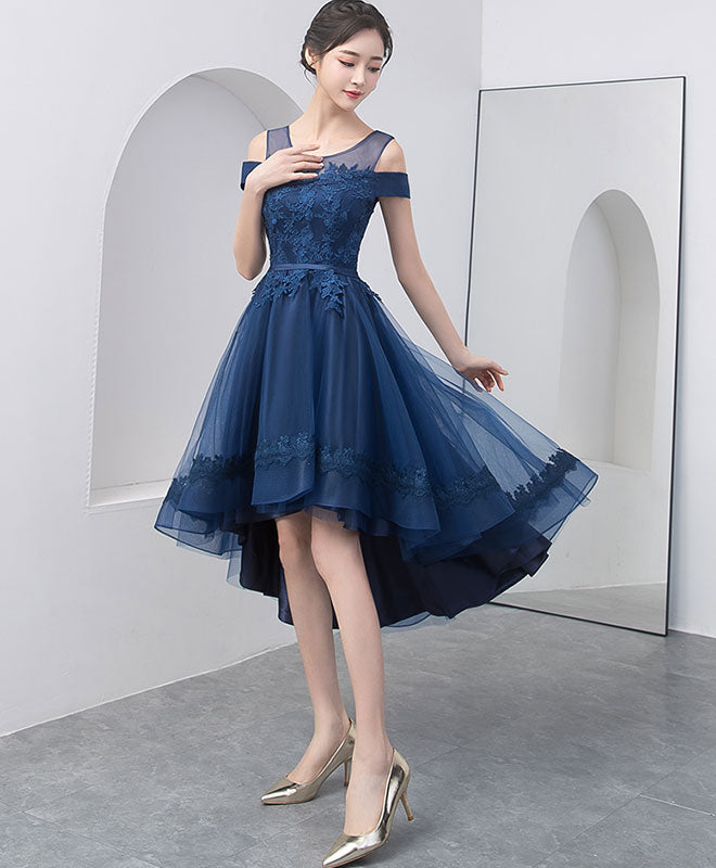 Blue Tulle High Low Prom Dresses, Blue Tulle High Low Long Formal Even –  morievent