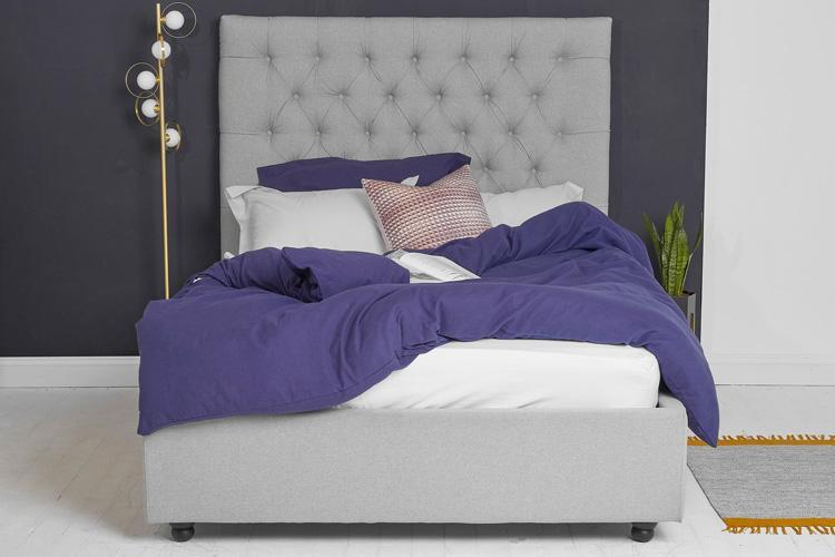 Light Grey Ottoman Storage Bed | Buttoned King | Yark Beds