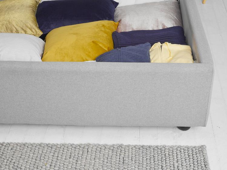 Light Grey Ottoman Storage Bed | Buttoned King | Yark Beds