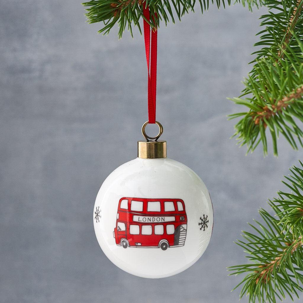 Image of Simply London Bus Fine Bone China Bauble