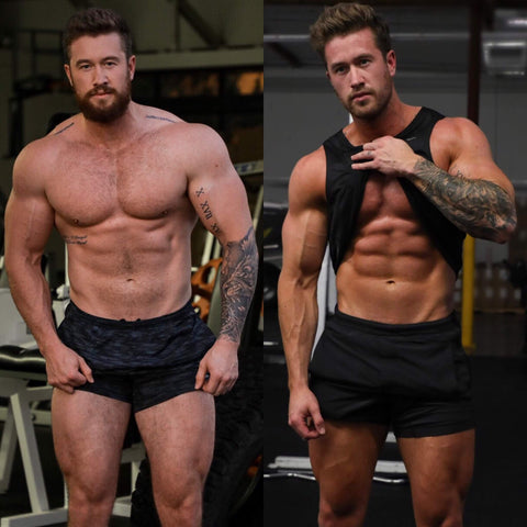Side by side comparison of Brenton Ross' physique after a bulk and after a shred