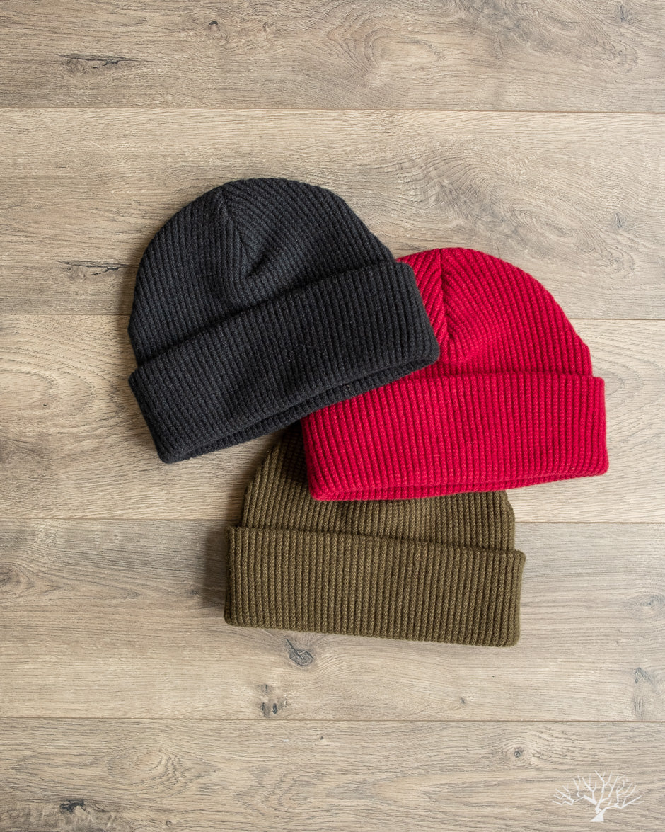 Cashmere Waffle Watch Cap - Olive