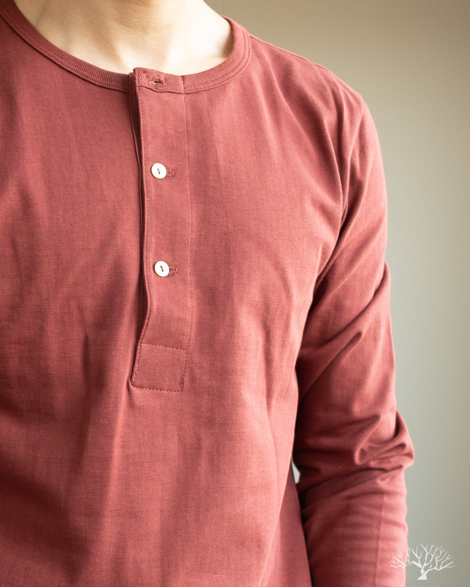 206 Long Sleeve Henley - Barn Red