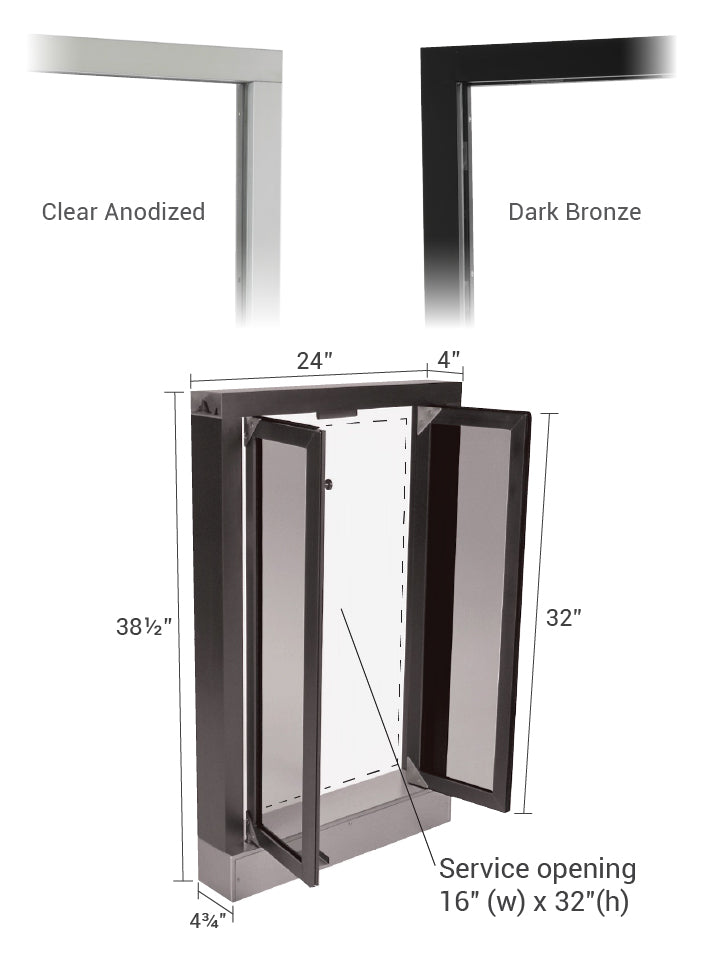 CM-1 Bi-fold window color options and size details