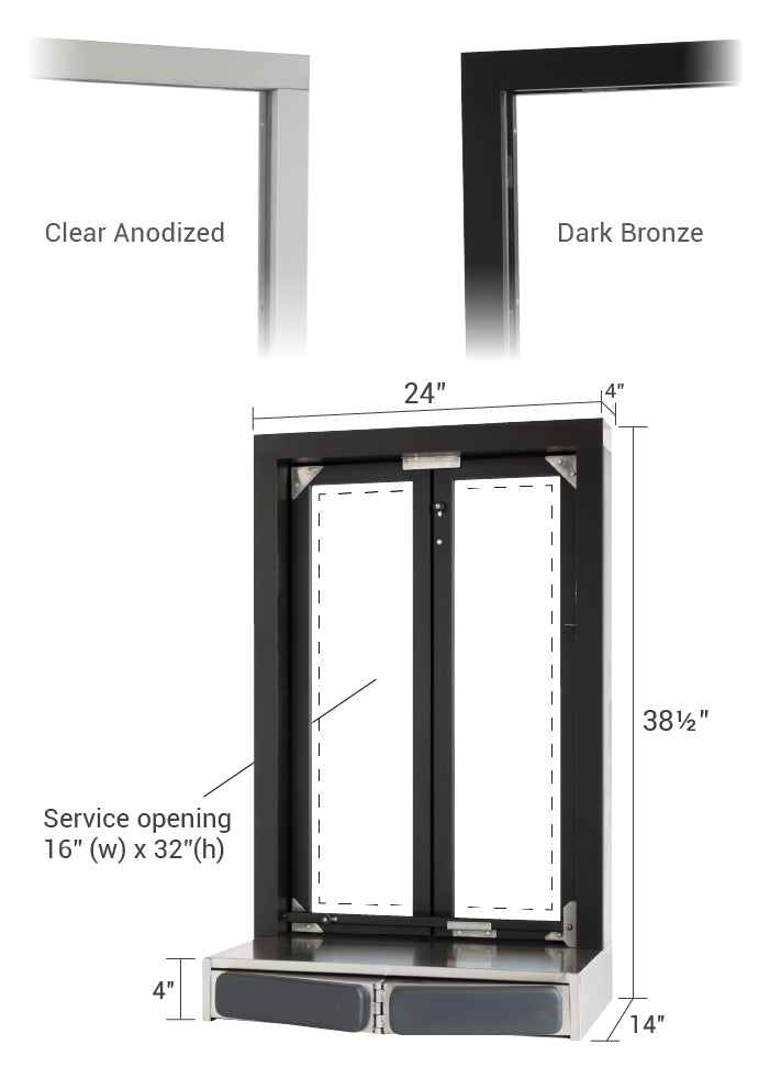 Push Bar Bi-Fold Transaction Window dimensions