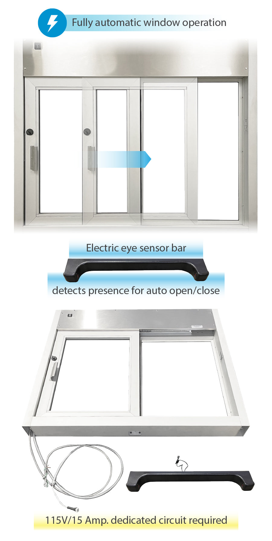 Quikserv fully automatic self closing drive thru slider window Covenant Security Equipment