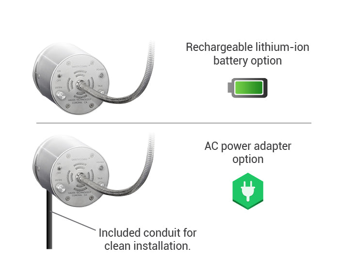 Amplified speak-thru battery AC power details