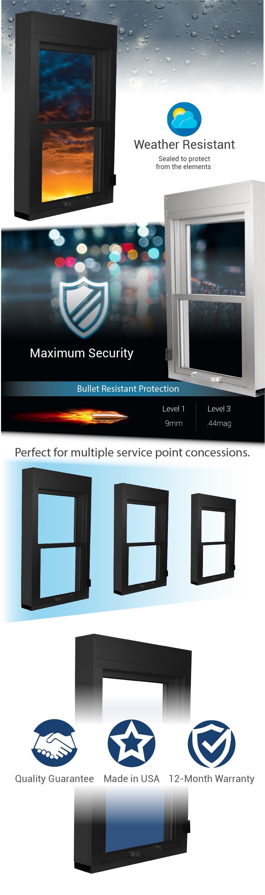 SUI Series vertical lift window drive thru Covenant security equipment