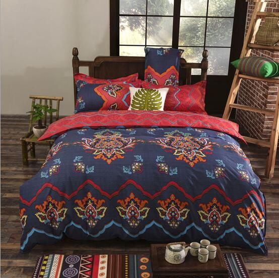 Bohemian Style Bedding Set Floral Printed Bed Linens Twin Queen