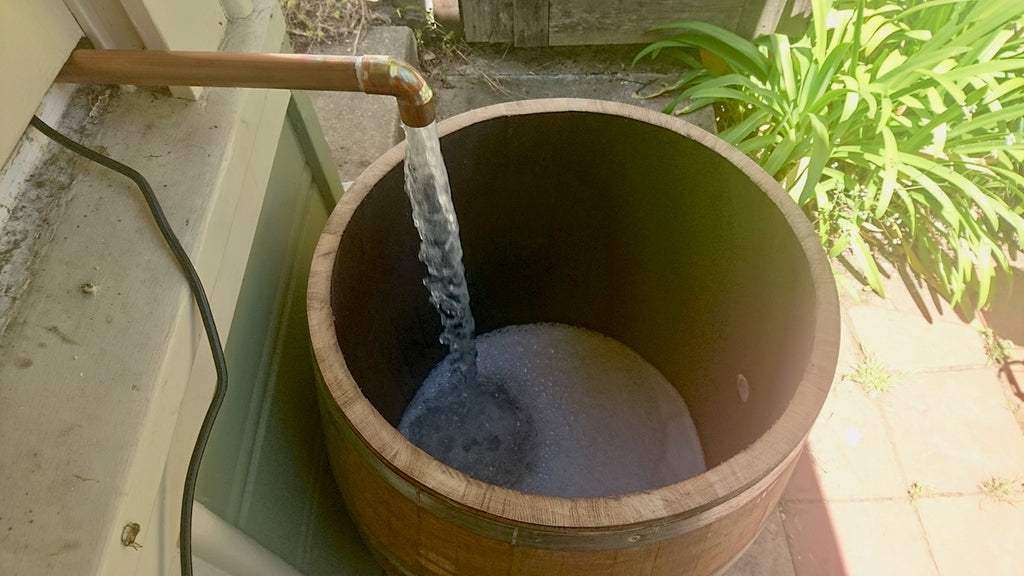 greywater and wine barrel