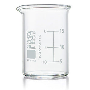 Pyrex low form Griffin 10ml clear borosilicate glass beaker - 1000/05M -  SciLabware