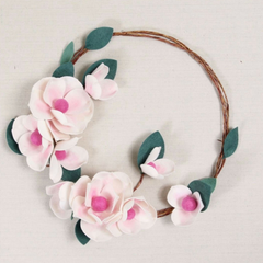 Benzie Design pink flower hoop art craft