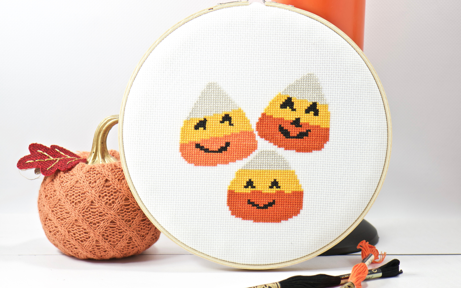 candy corn halloween beginner counted cross stitch kit and downloadable pattern