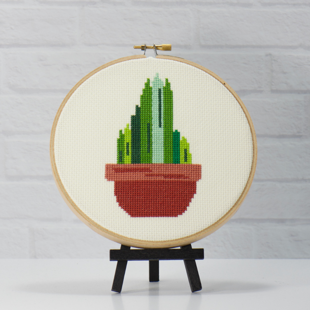 HANGING PLANT CACTUS LOVER CROSS STITCH KIT FOR BEGINNERS PATTERN