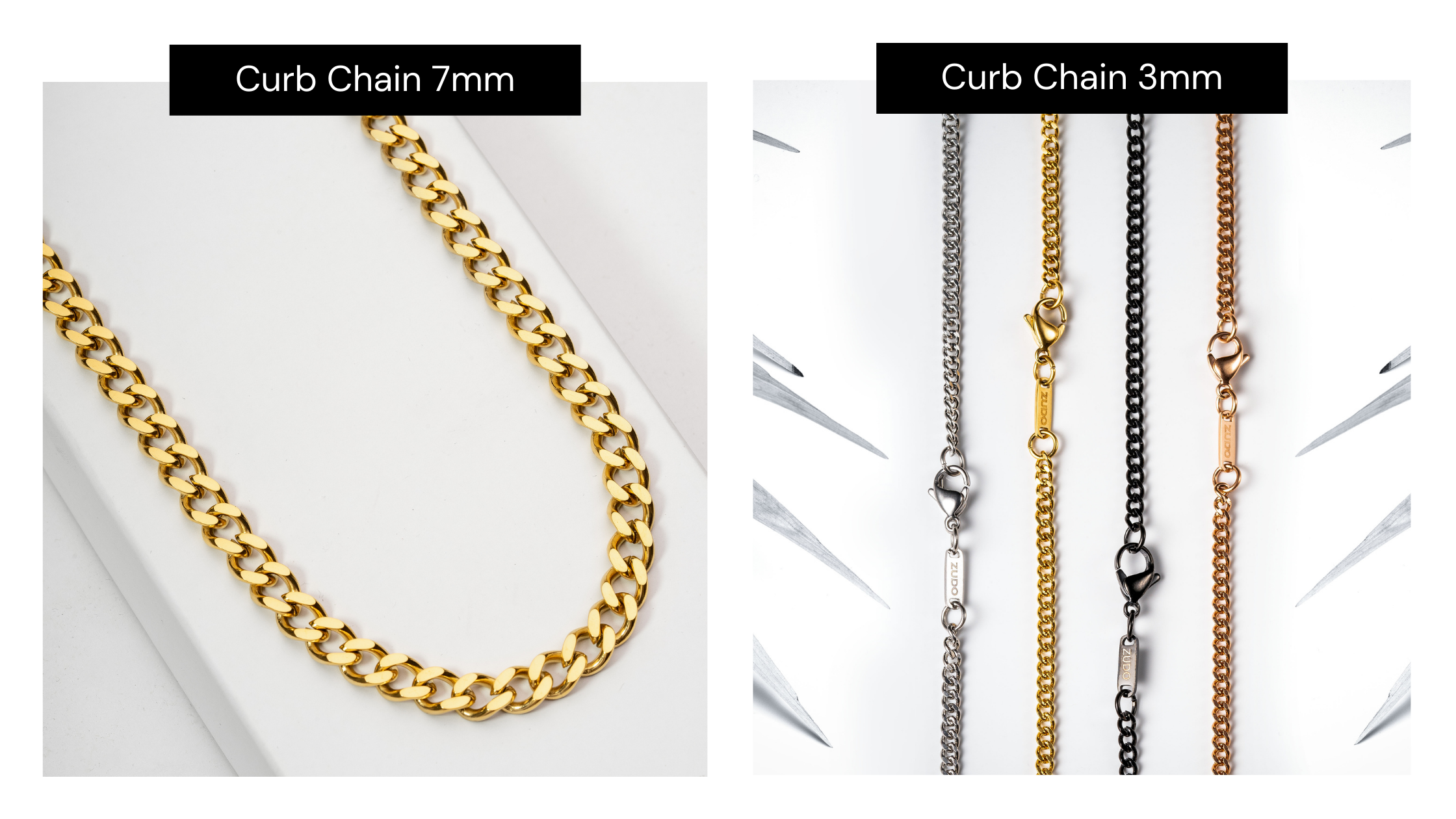 Curb chain necklace stacking thick thin