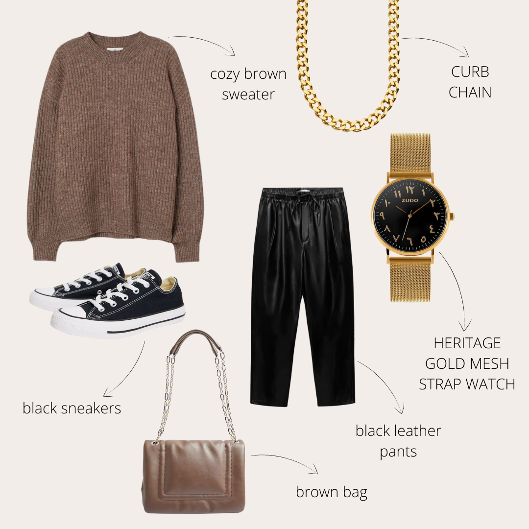 Fall Autumn Inspiration look with accessories gold jewelry 