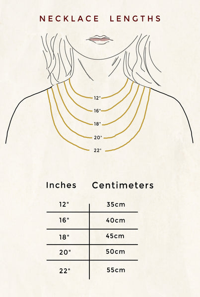 personalized necklace size chart