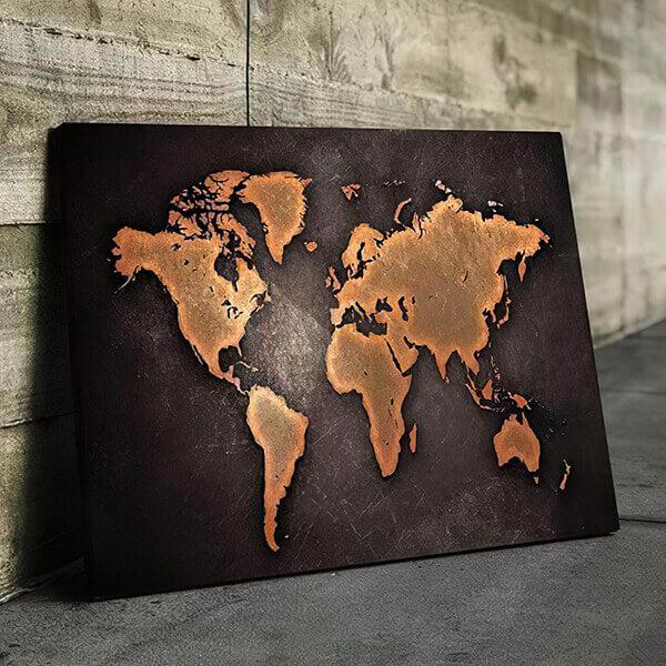 Rustic World Map | Canvas - ZUDO product image