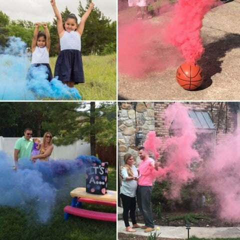 Smoke bomb wicks for gender reveal party baby shower pregnancy reveal collection of pictures
