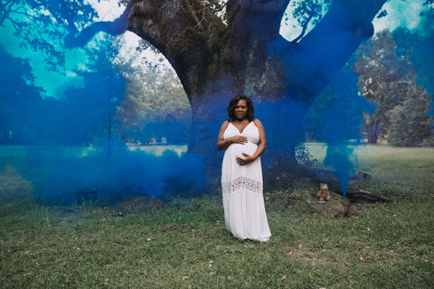 Gender Reveal Colored Smoke Bomb Pregnancy Shoot