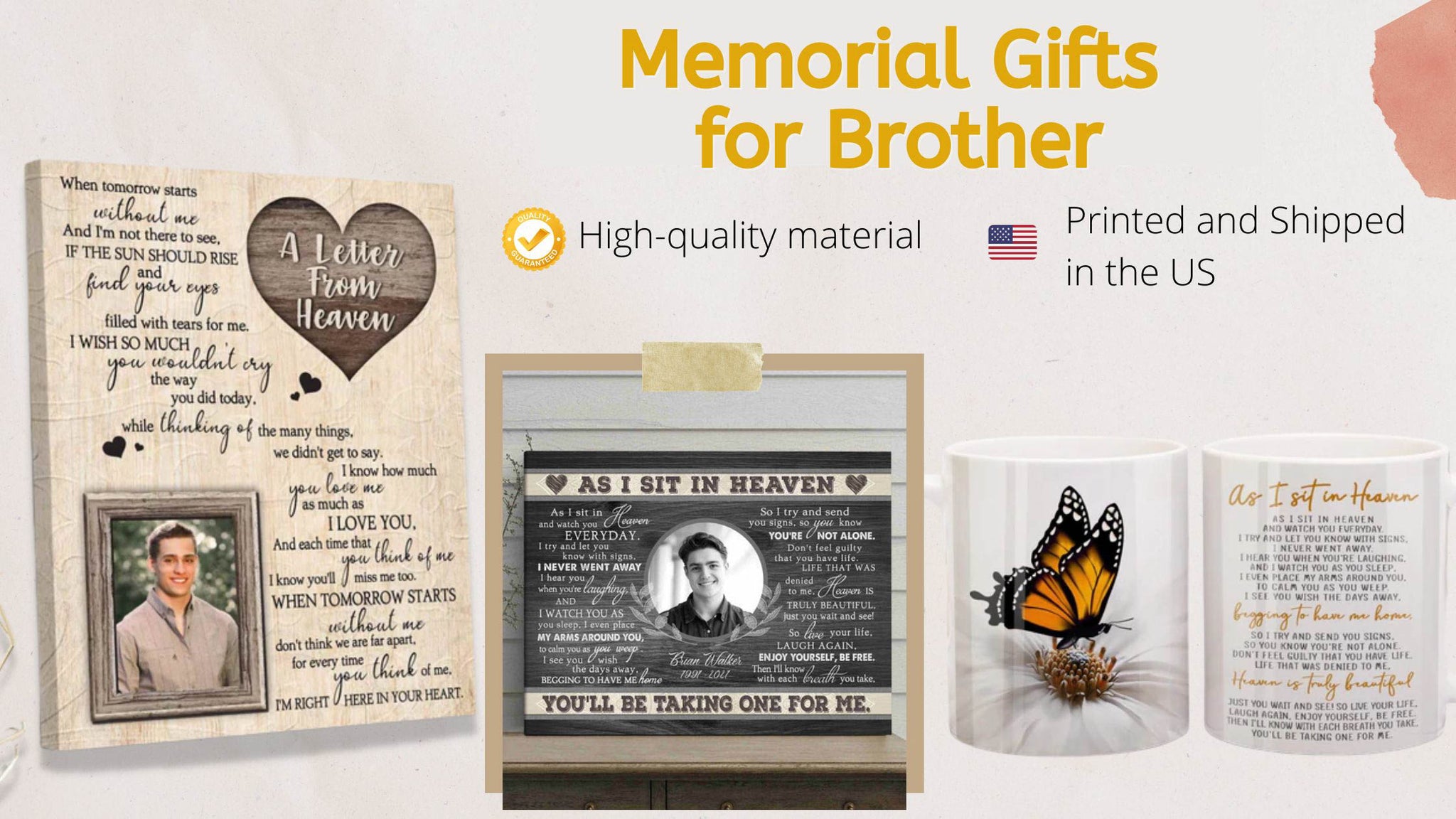 memorial gifts for brother, personalized memorial gifts for loss of brother
