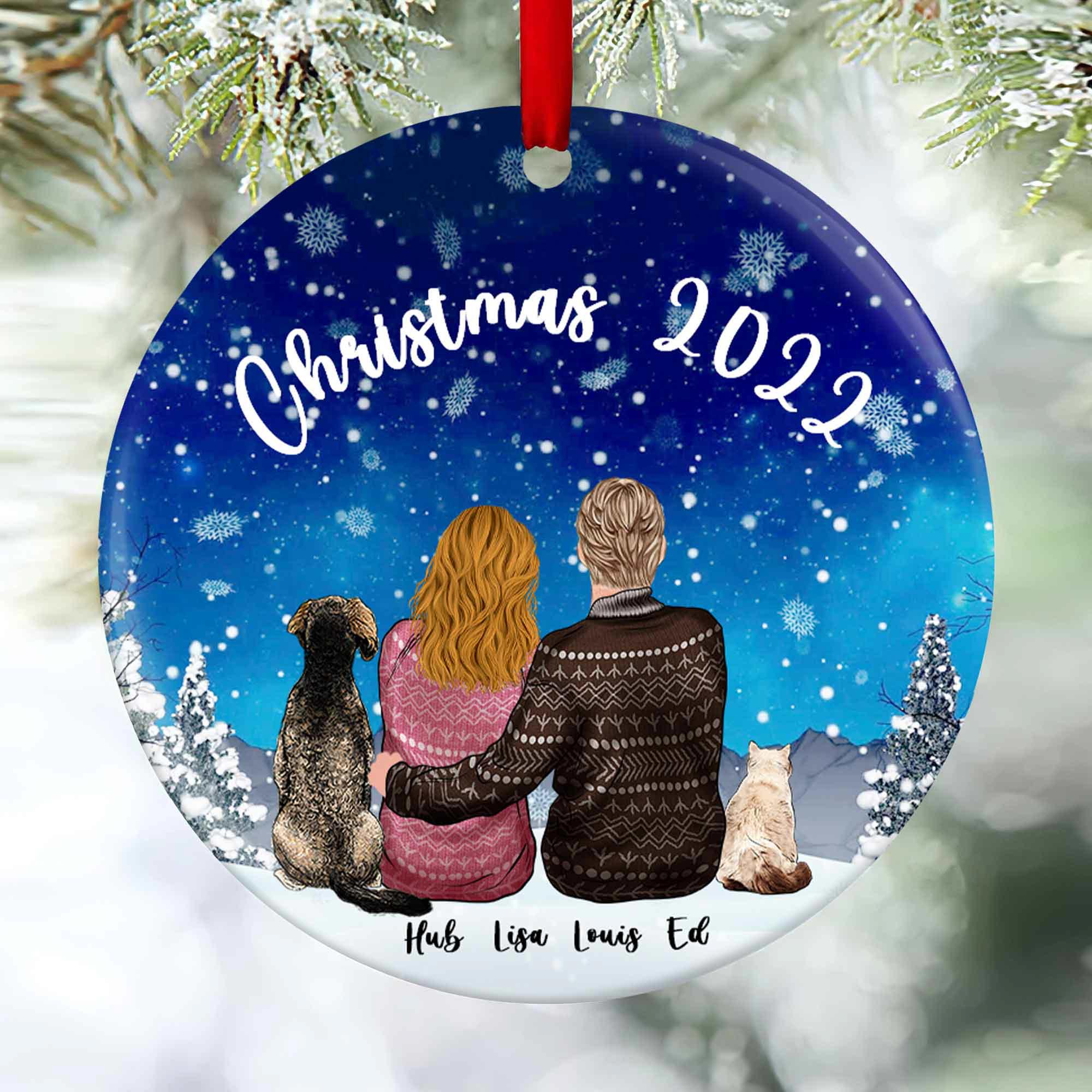 Personalized Ornament, Christmas Couple With Pets, Christmas Gift For —  GearLit