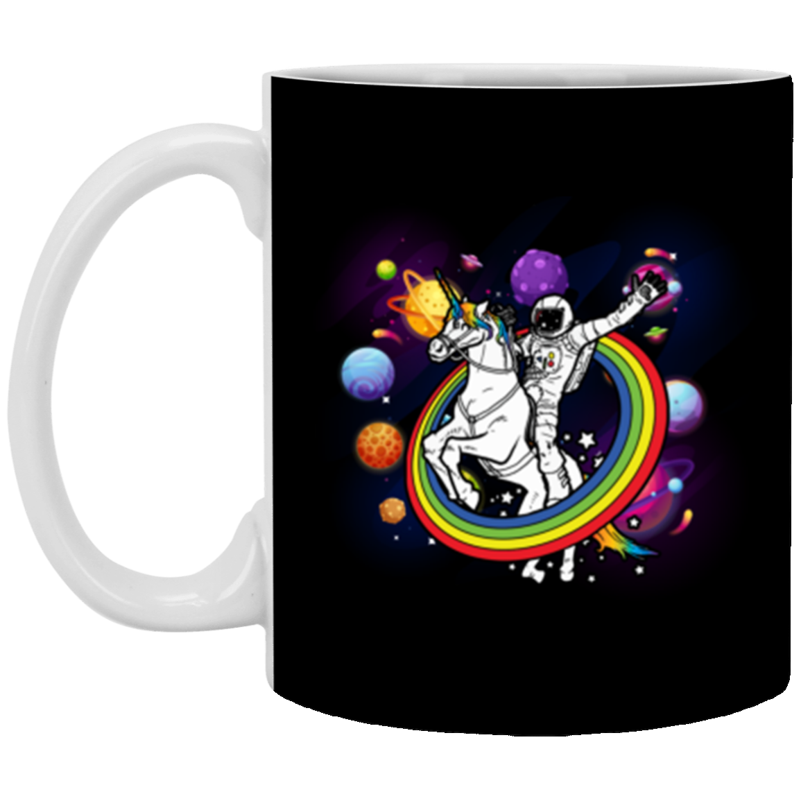 Astronaut Riding Unicorn Funny Space Galaxy Travel Mug Coffee Mug 11 Oz Mug Drinkware Pin My Tees