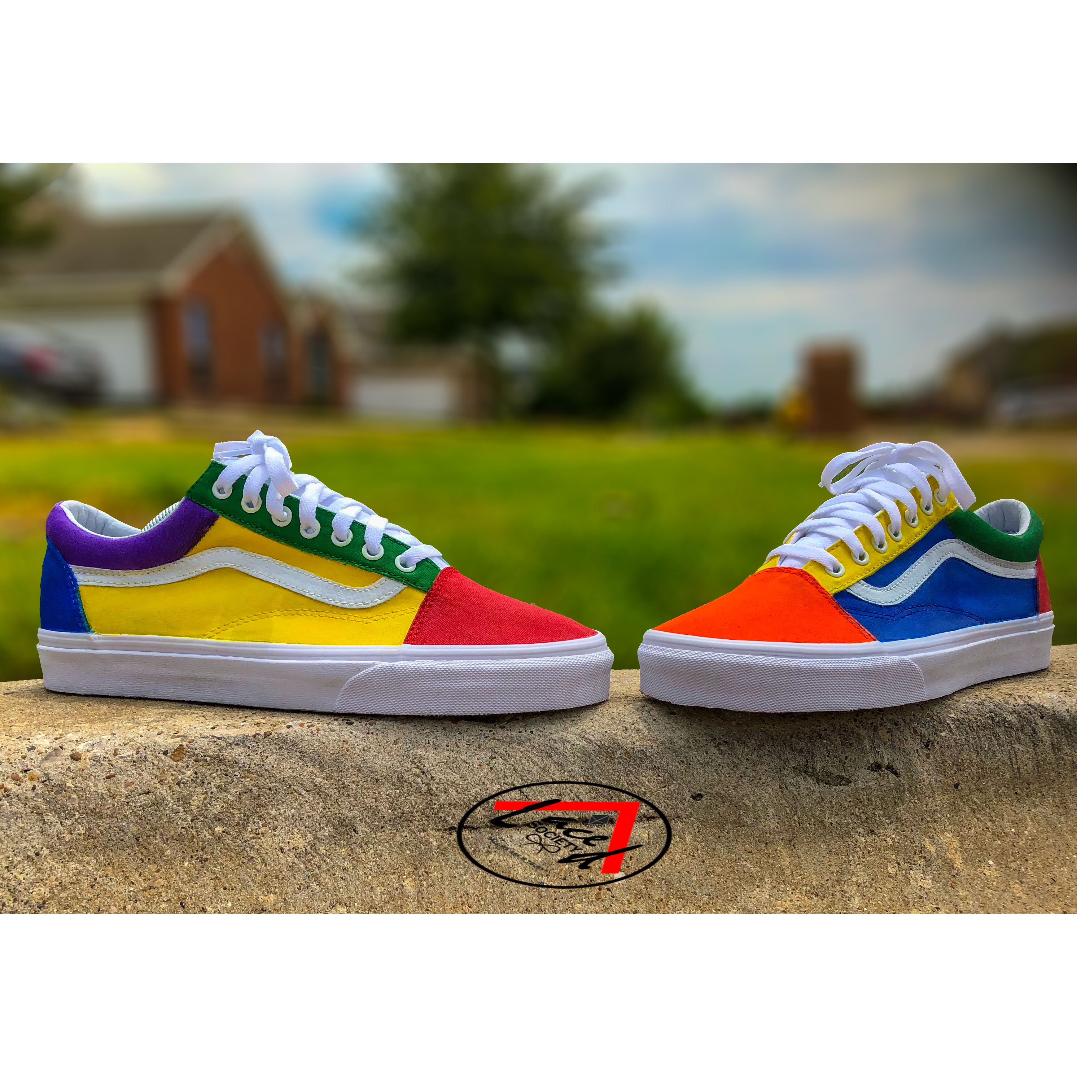 rainbow custom vans