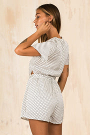 PLAYSUITS + JUMPSUITS - Aleyna Spotty White Playsuit (FINAL SALE)