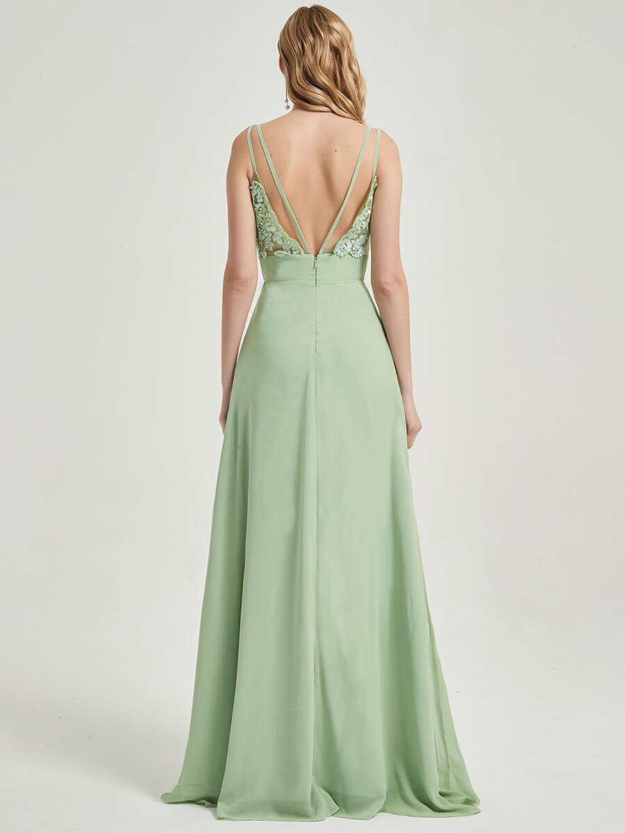Sage green Bridesmaid dress Chiffon