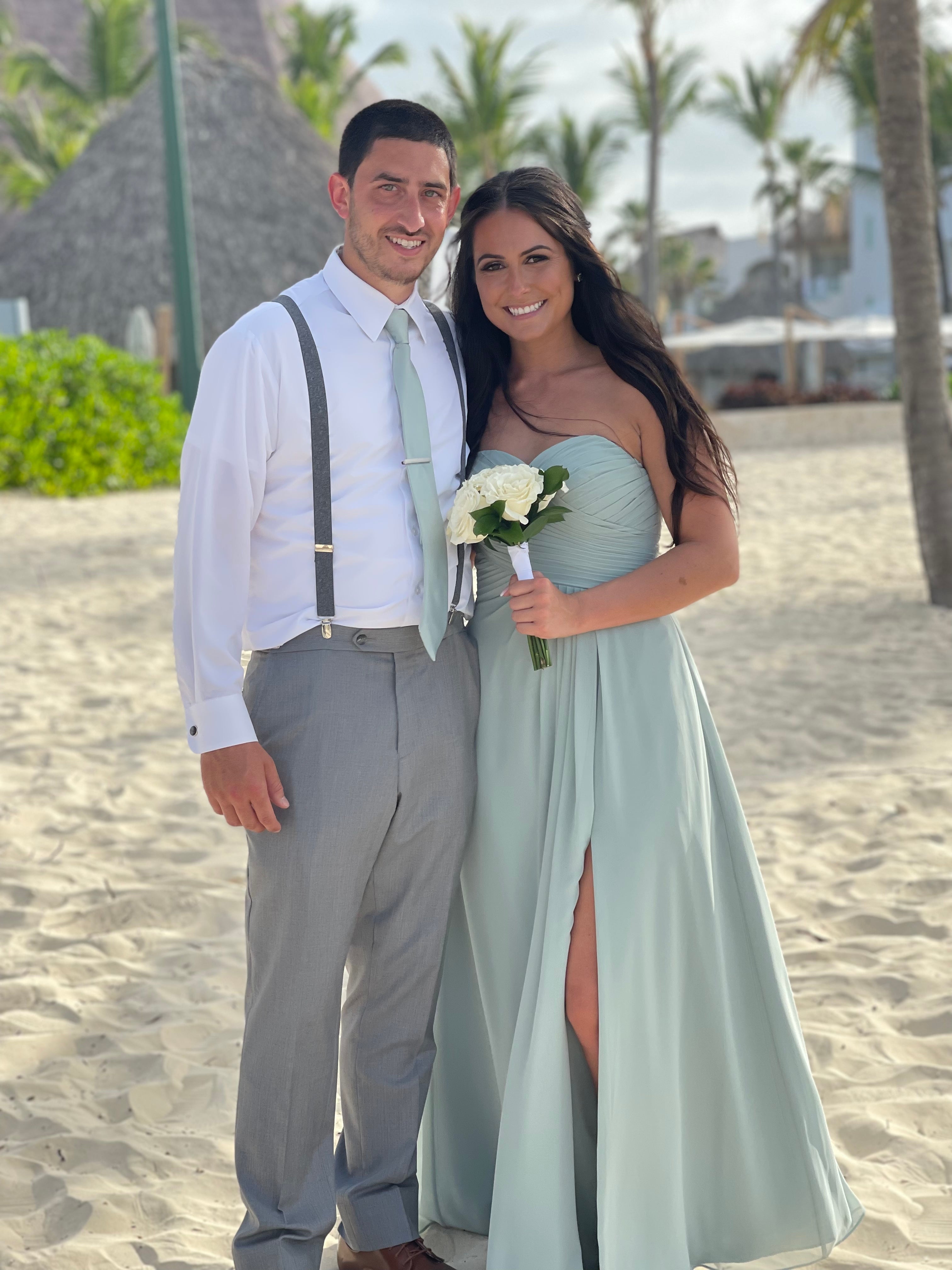 sage green bridesmaid dress beach wedding