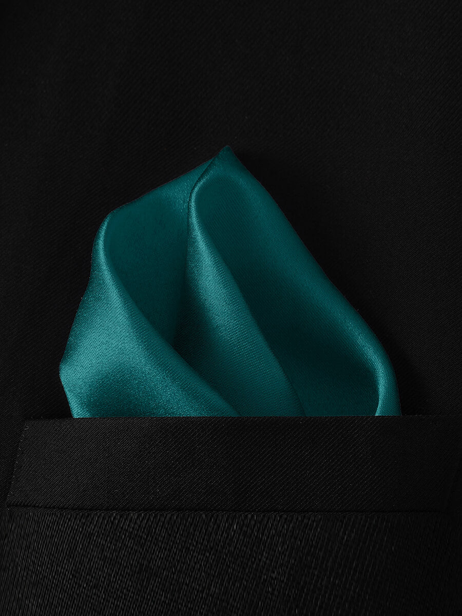 Mens Bottle Green Satin Pocket Square