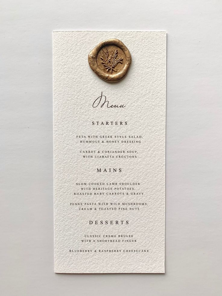 wedding menu