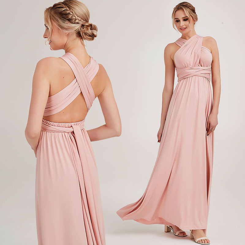 Nude Blush Infinity Dress for Bridesmaids Party With Multiway Straps and  Folded Maxi Skirt Long Convertible Prom Dress With Twist Wrap Top -   Canada