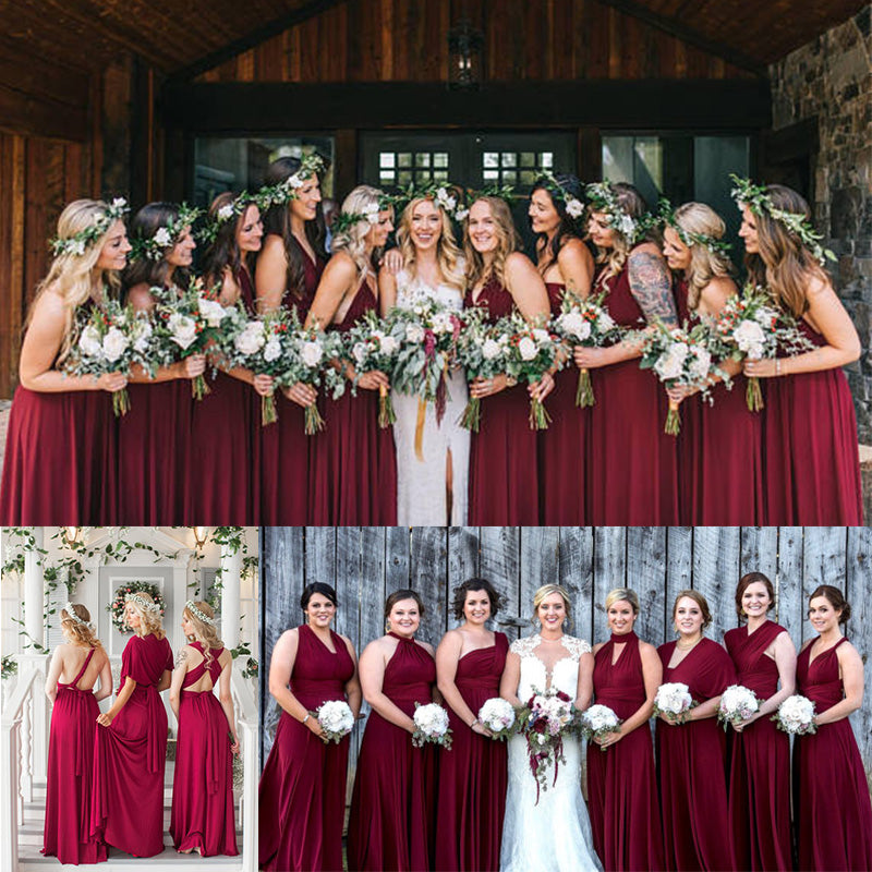 Burgundy Infinity Bridesmaids Dress,Multi Wrap Dress,Convertable Dress -  EVERISA