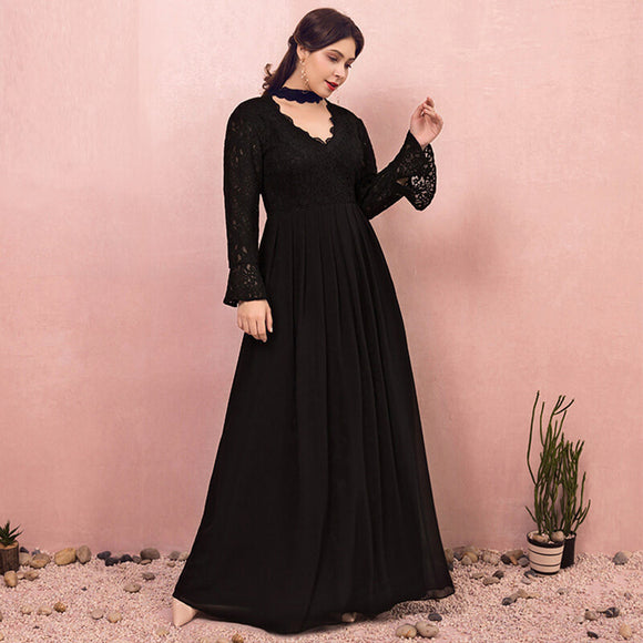 plus size black formal dresses with sleeves