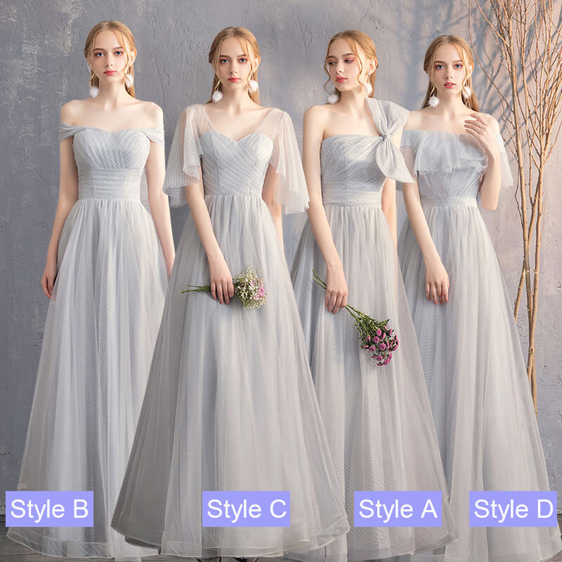 silver wedding bridesmaid dresses