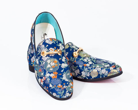 premium blue golden multicolor loafers for men designer slip on casual dress shoes luxury leather