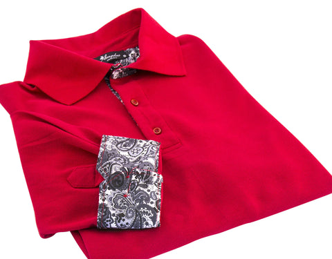 red paisley mens slim fit polo shirts 100 soft cotton tailored comfortable fit